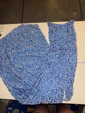 Sky Blue Sequin Prom Dress